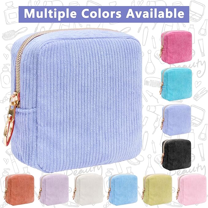 Period Bag for Girls, Corduroy Sanitary Napkin Storage Bag, Period Pouch & Tampon Holder, Feminine Care Organizer（Lilac）