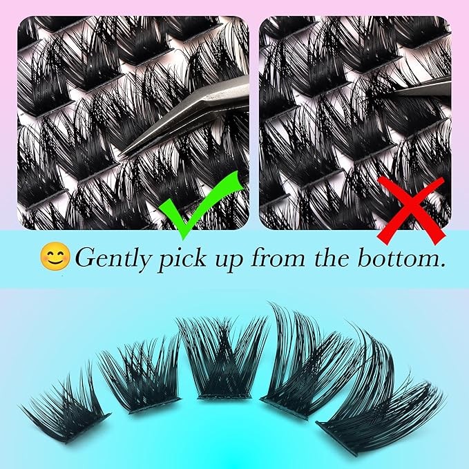 Lash Clusters DIY Eyelash Extensions Volume Lashes Wispy False Eyelashes Self-Application Lash Clusters Faux Mink at home with Natural Look (8-16mm, D01-PURE)
