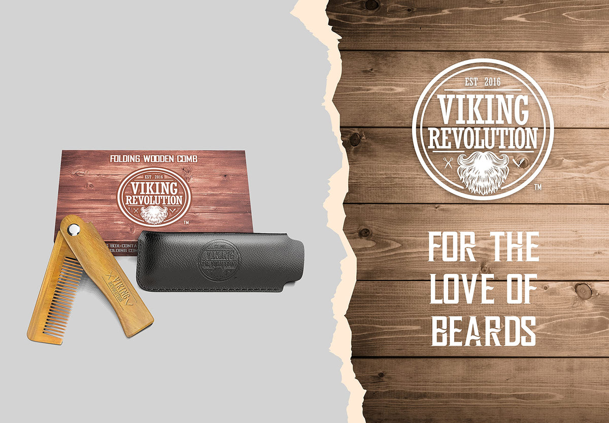 Viking Revolution Folding Beard Comb - Natural Wooden Comb - 1 Count