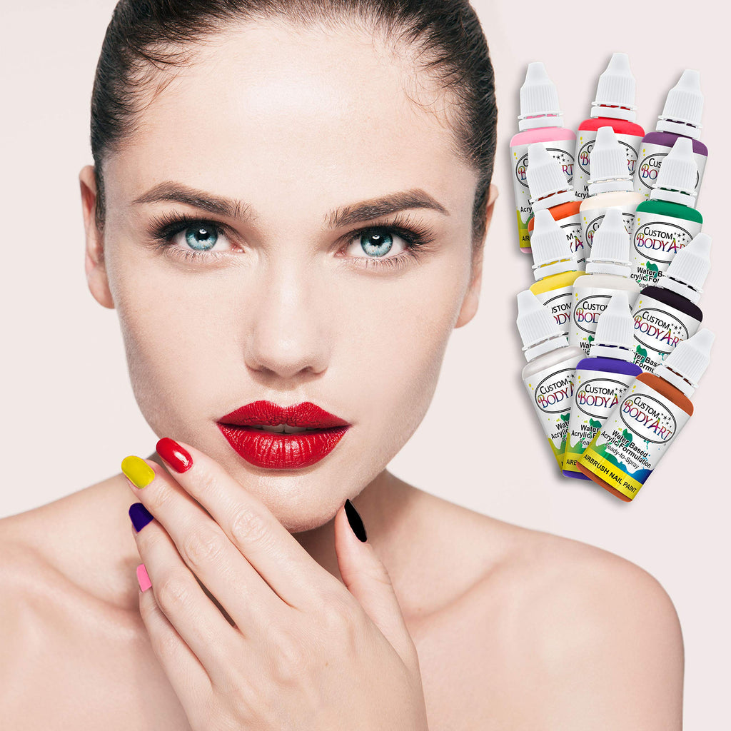 Custom Body Art 14-Bottle 12 Color Basic Nail Paint Set