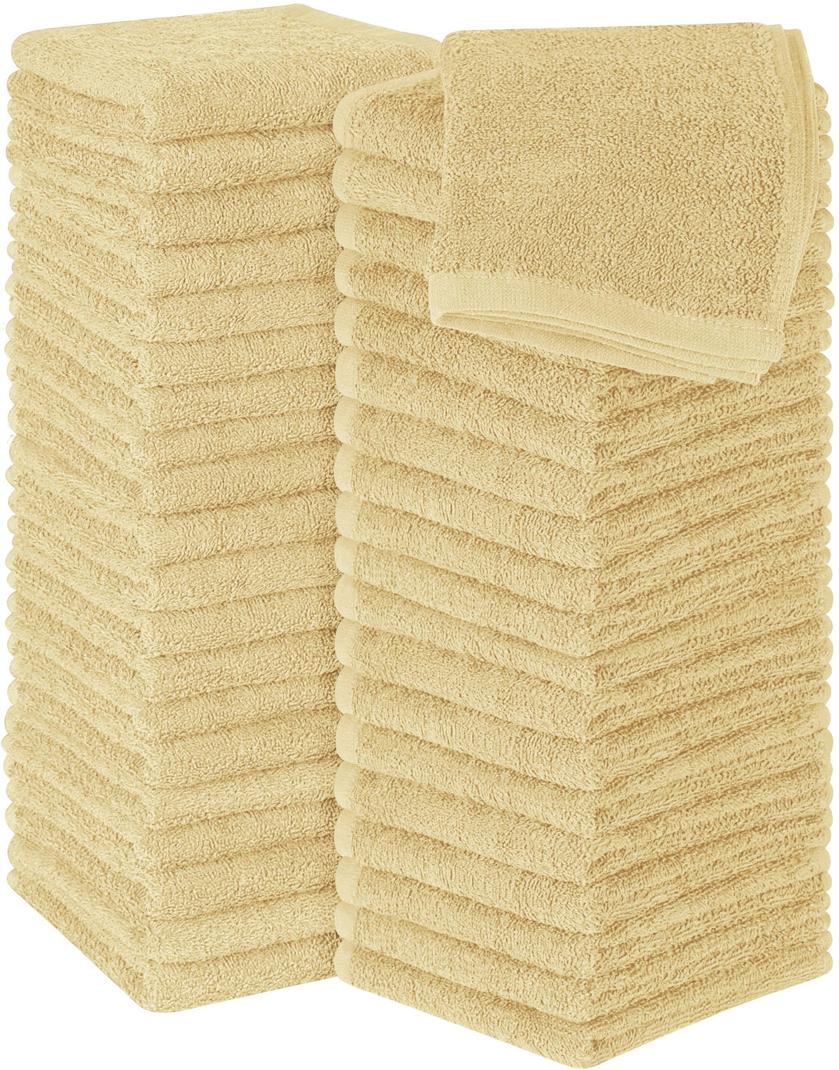 Utopia Towels 24 Pack Washcloths, 12x12 in, 100% Cotton, Beige