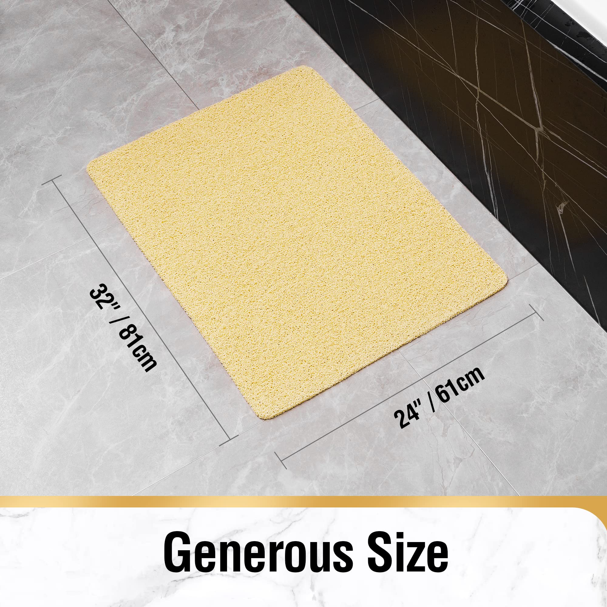 HITSLAM Shower mat Non Slip, 24 x 32 Inch Bathtub Mat Non Slip with Drain, Soft PVC Loofah Shower Bath Mat for Tub, Quick Drying Bathroom Shower Mat, Beige