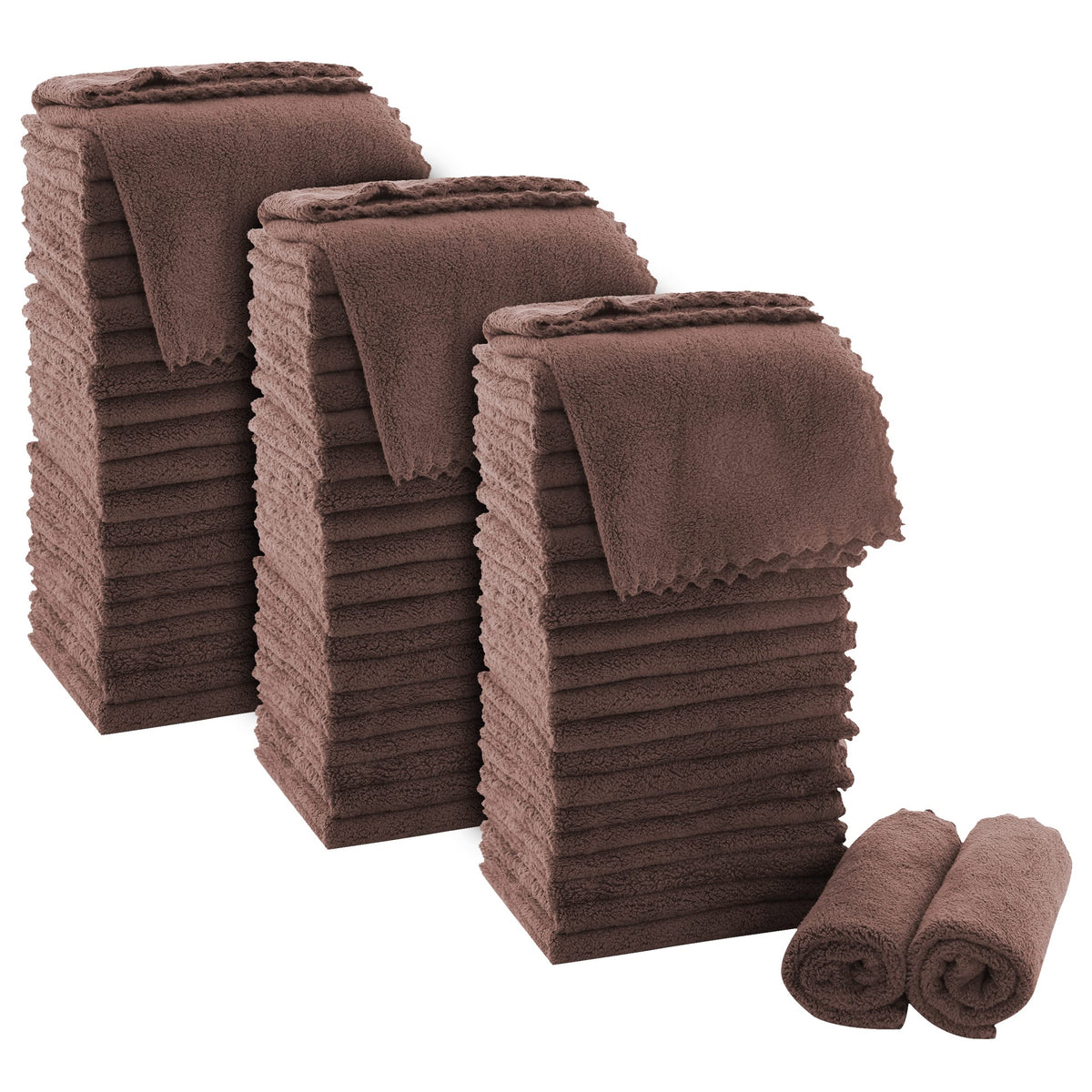 MOONQUEEN Ultra Soft Premium Washcloths Set - 12 x 12 inches - 24 Pack - Quick Drying - Highly Absorbent Coral Velvet Bathroom Wash Clothes - Use as Bath, Spa, Facial, Fingertip Towel (Grey)