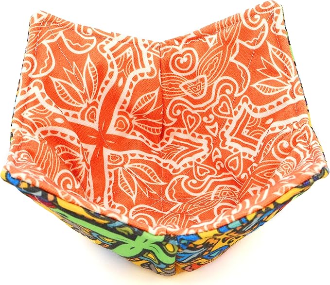 ROGITU Cotton Microwavable Bowl Cozy, Microwave-Safe Hot Bowl Holders, Soup Bowl Cozy Bowl Hot Pads (D)