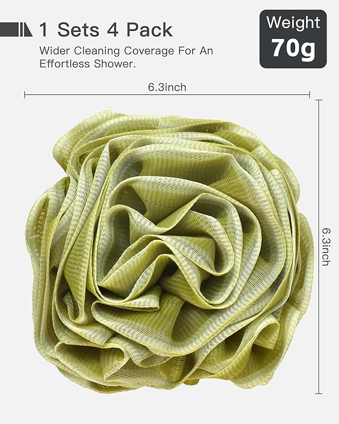 Loofah Sponge 70g, 4 Pack Large Flower Exfoliating Bath Sponge