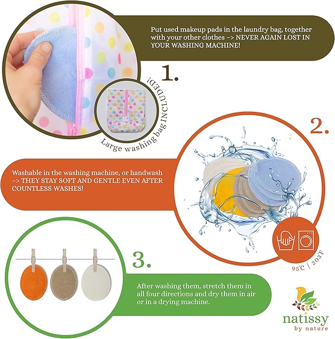 Mesh Laundry Bag, Big Enough to Wash Reusable Sanitary Pantyliners, Menstrual Towels, Makeup Remover Pads, Washable Nursing Pads together with other items; Never again lost in the washing machine