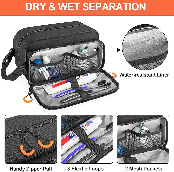 Prokva Tactical Toiletry Travel Bag for Men, Dopp Kit Shaving Organizer Bag