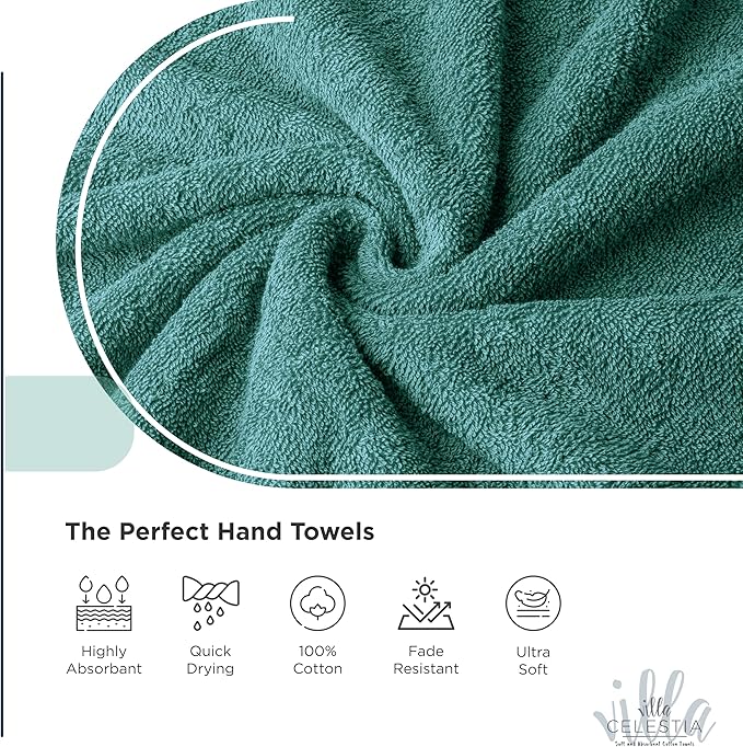 100% Cotton Wash Cloth for face & Body Set of 6, (12 x 12 inches) Sustainable, Soft, Highly Absorbent, Combed Cotton Wash Cloths Pack of 6 for Hotels, Spa, Bathroom, Dorm, Teal