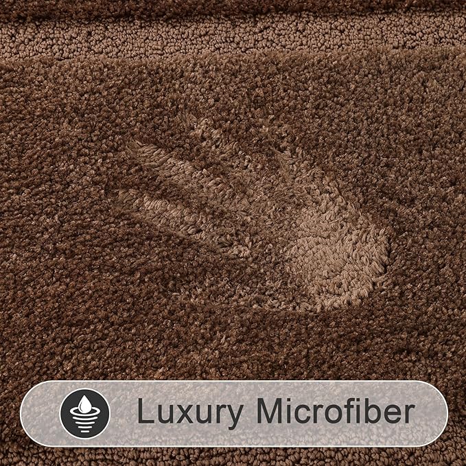 SHACOS Dark Brown Bathroom Rugs Sets 3 Piece Bath Mat U Shaped Toilet Rug