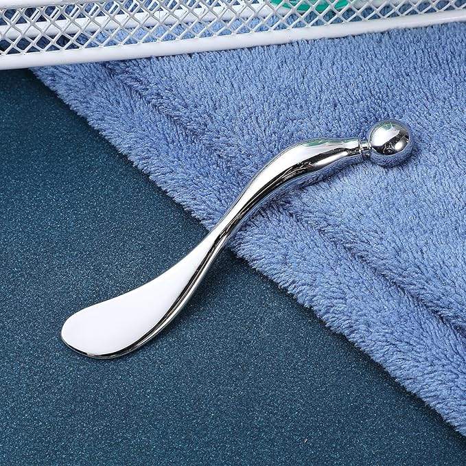 Beatifufu Zinc Eye Spoon 3.74 in Metal Scoop for under Eye Cream Application Massage Tool for Skincare Helps Relieve Fatigue and Support Blood Circulation
