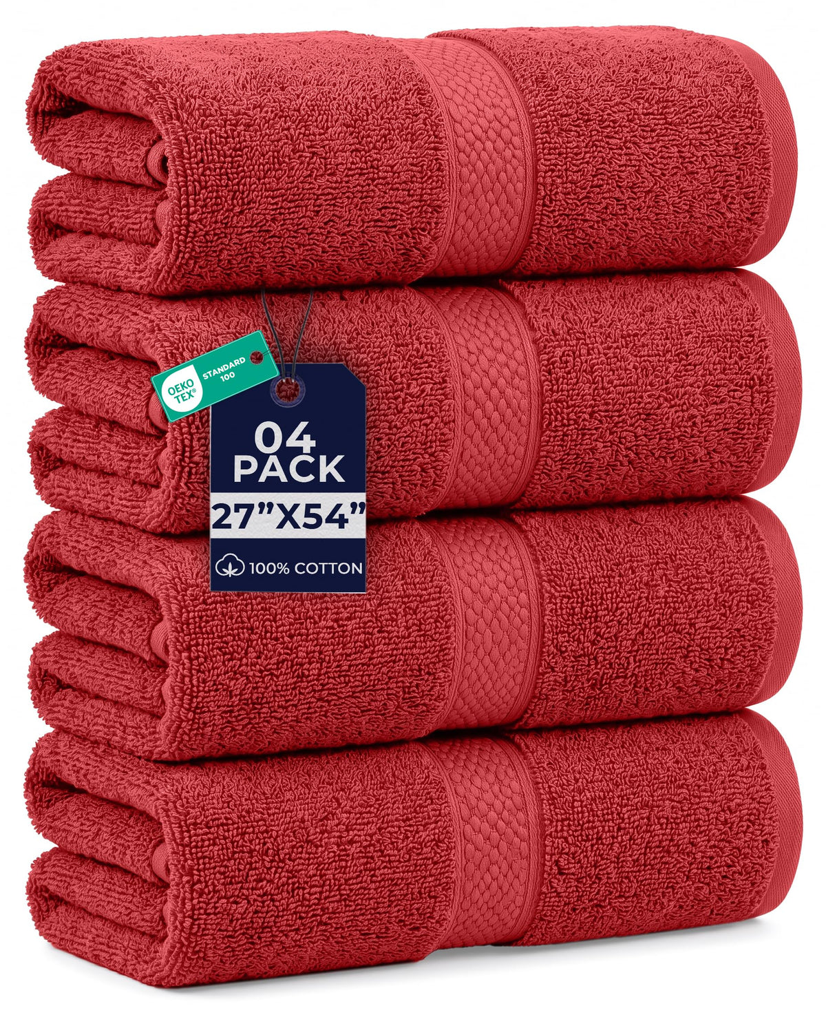 DAN RIVER 600 GSM Cotton Large Bath Towels Set of 4, 27 x 54 Inches