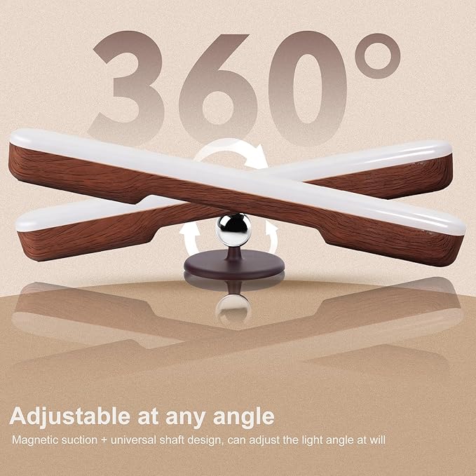 Benreom Rechargeable Vanity Light for Mirror, Dark Wood