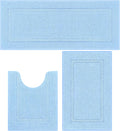 SHACOS Light Blue Bathroom Rugs Sets 3 Piece Bath Mat U Shaped Toilet Rug