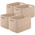 OIASKET 4Packs Natural Cotton Rope Storage Baskets for Organizing Toys, Clothes, Towels & Books, Soft Versatile Organizers for Shelves, Home Decorative Bins, 13''Lx9''Wx7.8''H, Brown