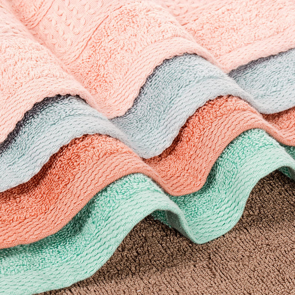 Chiicol Washcloths for Body and Face - Absorbent Bath Towels Bulk Set, 100% Cotton Hotel Towels for Bathroom. Durable,Soft Wash Rag (Multicolor, Pack of 12)