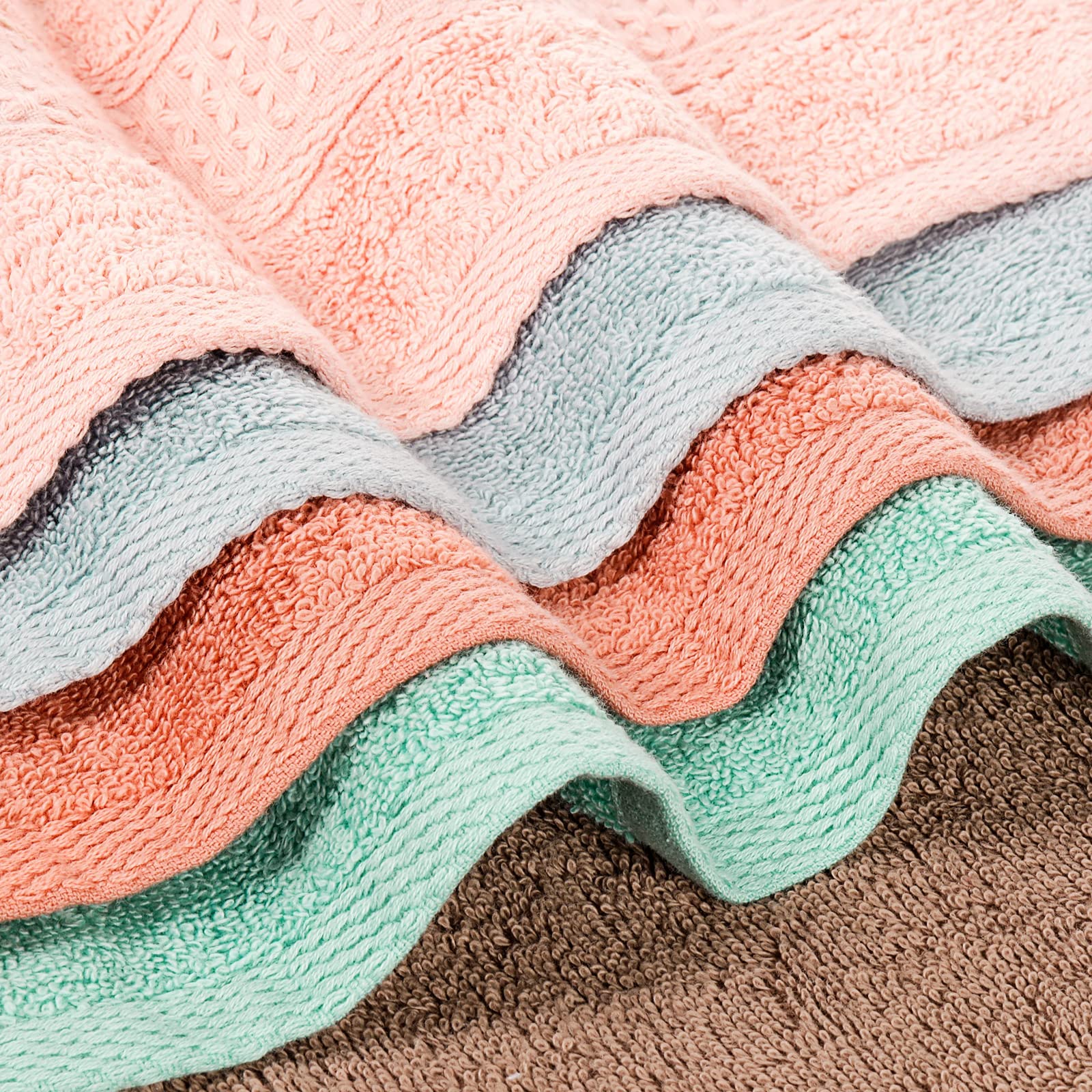 Chiicol Washcloths for Body and Face - Absorbent Bath Towels Bulk Set, 100% Cotton Hotel Towels for Bathroom. Durable,Soft Wash Rag (Multicolor, Pack of 12)