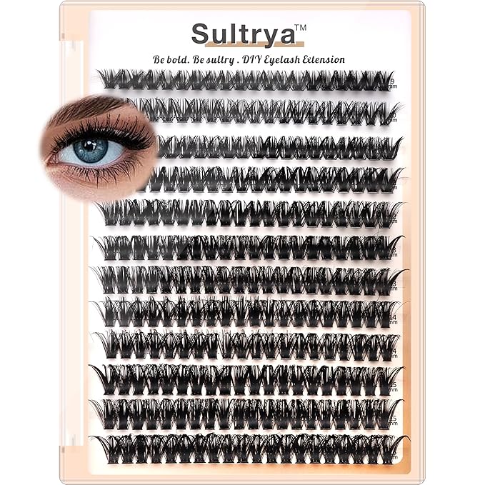 Lash Clusters 12-Row 9-16mm Volume Lashes 30D-80D Options 240pcs False Eyelashes DIY Eyelash Extensions for Dense Volume Look Black (60D)