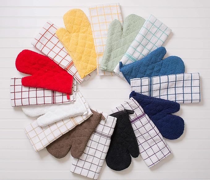DII Basic Terry Collection Quilted 100% Cotton, Potholder, Pebble, 3 Piece
