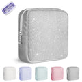 Playexen Period Bag, Sanitary Napkin Storage Bag, Period Pouches Menstrual Pad Bag Tampon Holder for Purse (Glitter-Gray)
