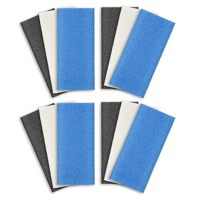 ARCH&M Exfoliating Washcloth 12 Pack, Black Off-White Navy-Blue