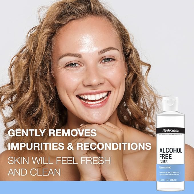Neutrogena Alcohol-Free Gentle Daily Facial Toner, Fragrance-Free to Tone & Refresh Skin, Gently Removes Impurities & Reconditions Skin, Hypoallergenic, 8 fl. oz