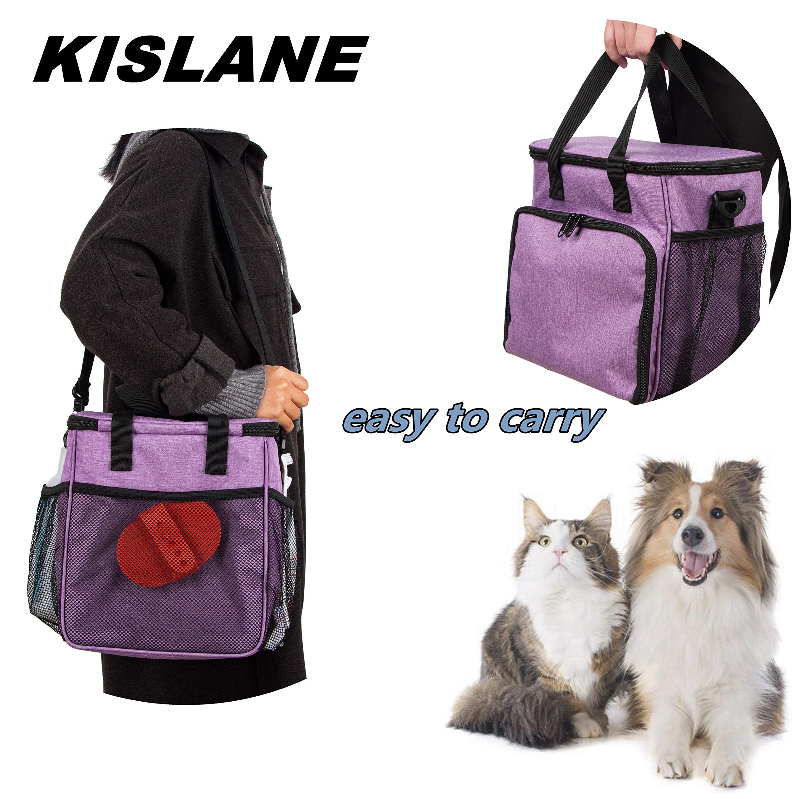 KISLANE Pet Grooming Tote Bag, Cat Grooming Tools Organizer Bag, Dog Grooming Supplies Organizer Storage for Pets Grooming Kit and Dog Wash Shampoo Accessories(Bag Only) (purple)