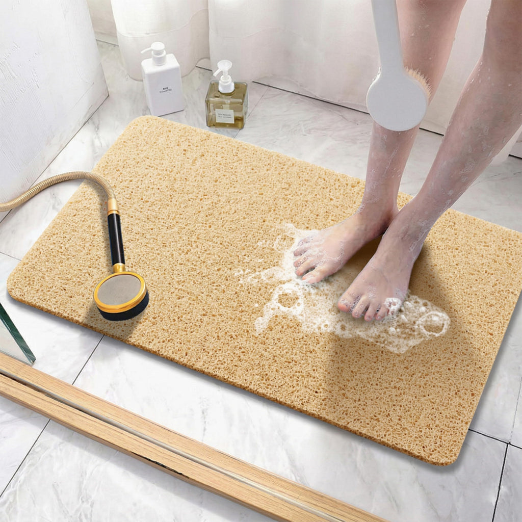 Asvin Soft Textured Bath, Shower, Tub Mat, 24x16 Inch, Phthalate Free, Non Slip Comfort Bathtub Mats with Drain, PVC Loofah Bathroom Mats for Wet Areas, Quick Drying