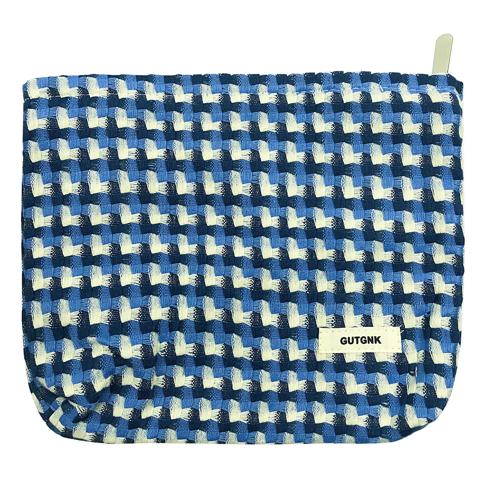GUTGNK Corduroy Ladies Cosmetic Bag, Large Capacity Canvas Cosmetic Bag Travel Toiletry Bag Accessories Organizer, Blue Mesh