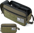 PAVILIA Tactical Toiletry Bag for Men, Water Resistant Molle Military Dopp Kit, Travel Hygiene Organizer with Wet Dry Storage for Shaving, Grooming, Gym and Camping, Olive