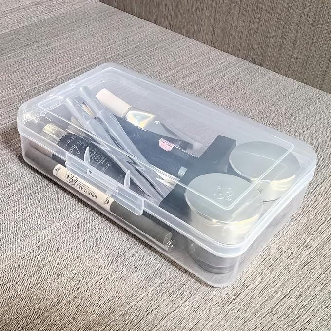 42 Pack Rectangular Clear Plastic Storage Containers Box with Hinged Lid & Labels for Beads and Other Small Craft Items (Mixed Sizes 3)