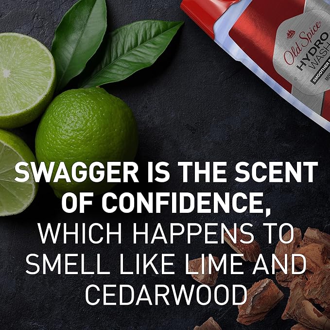 Old Spice Moisturizing Body Wash for Men, Hydro Wash, 2-in-1 Long Lasting Scent & Deep Hydration, 24/7 Shower Fresh, Swagger Scent, 16 oz