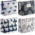 Boao 4 Pcs Canvas Cosmetic Pouches for Purse Makeup Bags Set Small with Zipper Cute Multi Functional Toiletry Travel Organizer for Back to School Women Gift, 4 Styles(Small,Whale, Bear, Tree, Leave)