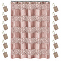 Zahari Home 13pc Sinatra Bathroom Shower Curtain Set - Blush Luxury Fabric With 12 Hooks - Unique Design Bling