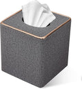 Tissue Box Cover, PU Leather Tissue Box Holder Square Box Covers for Home/Office/Car Decoration 5.3"X5.3"X5.8" - Grey