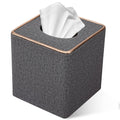 Tissue Box Cover, PU Leather Tissue Box Holder Square Box Covers for Home/Office/Car Decoration 5.3"X5.3"X5.8" - Grey