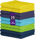 DecorRack 100% Cotton Washcloths 12x12 in, Assorted Set 3 (10 Pack)