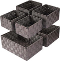 Woven Storage Baskets, Storage Bins, Cube Basket Container Baskets Storage Boxes Organizers for Clothes/Shelves/Closet, Set of 6 (Brown)