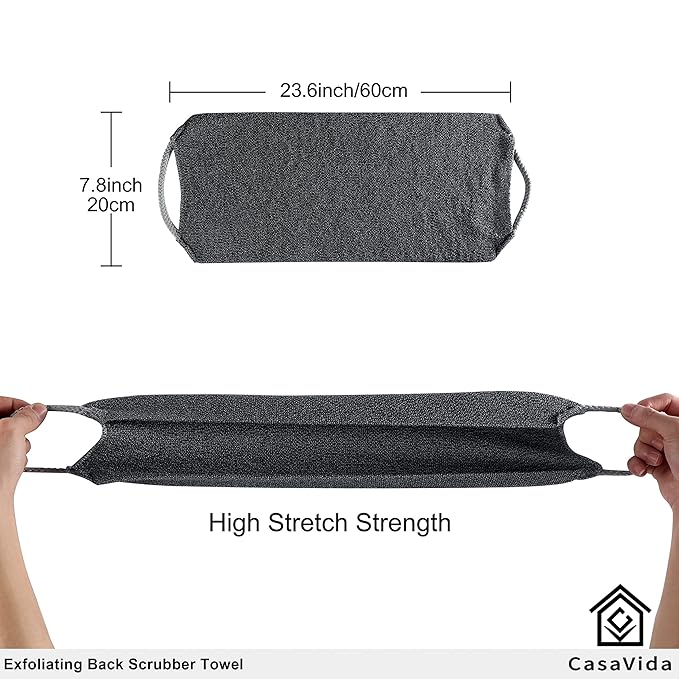 CASAVIDA Back Scrubber for Shower, 2 Pack, Blue + Charcoal Gray