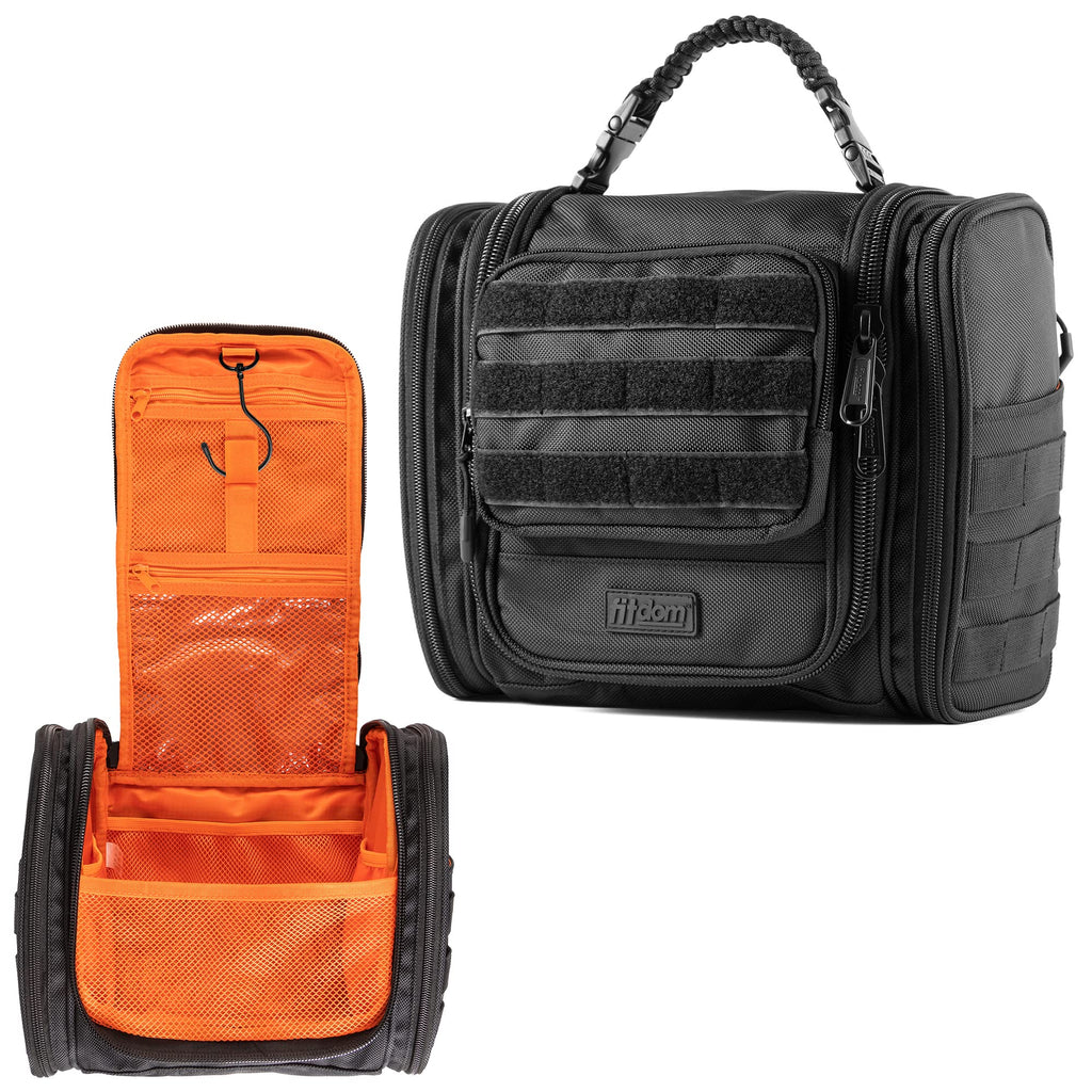 Fitdom Tactical Hanging Toiletry Bag Dopp Kit For Men & Women. Perfect For Travel & Storage for Cosmetic, Clipper, Toothbrush, Shower, Shaving & Grooming Care. Best Overnight Toiletries Organizer Case