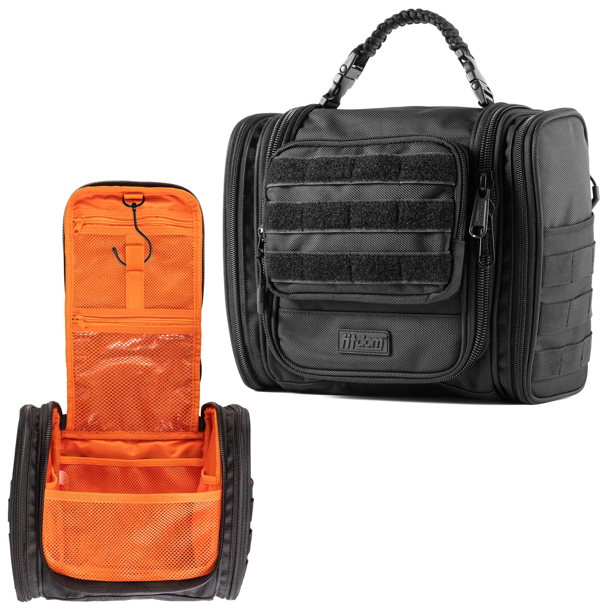 Fitdom Tactical Hanging Toiletry Bag Dopp Kit For Men & Women. Perfect For Travel & Storage for Cosmetic, Clipper, Toothbrush, Shower, Shaving & Grooming Care. Best Overnight Toiletries Organizer Case