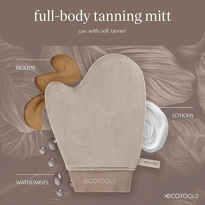 EcoTools Good Tan Full-Body Tanning Mitt, For Self Application, Use Soft Self Tanner Mitt With Mousse, Lotions, & Waters, Eco Friendly Sunless Applicator, Vegan, & Cruelty-Free, 1 Count