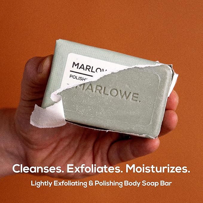MARLOWE. Lightly Exfoliating Cleansing Soap Bar, Sage + Fir 7 oz (3 Bars)