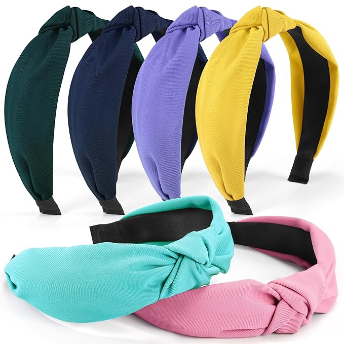 DiyJibb Headbands for Women Girls - 6PCS Stylish Top Knotted Headbands - Knotted Headband for Women - Head Bands Wide Hairband Hair Accessories