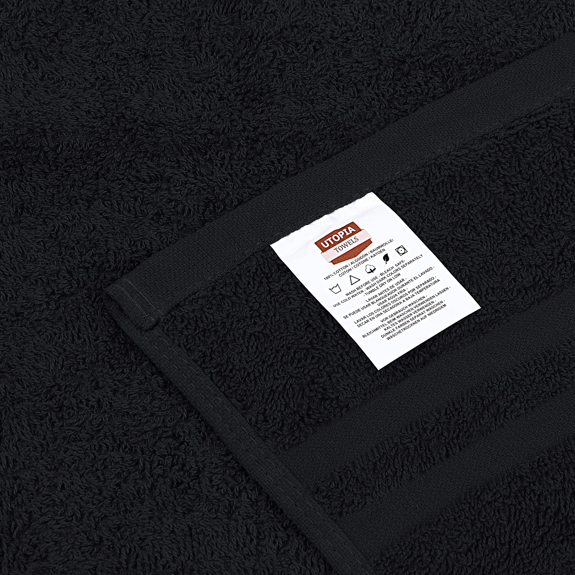 Utopia Towels Cotton Bleach Proof Salon Towels (16x27 inches) - Bleach Safe Gym Hand Towel (72 Pack, Black)