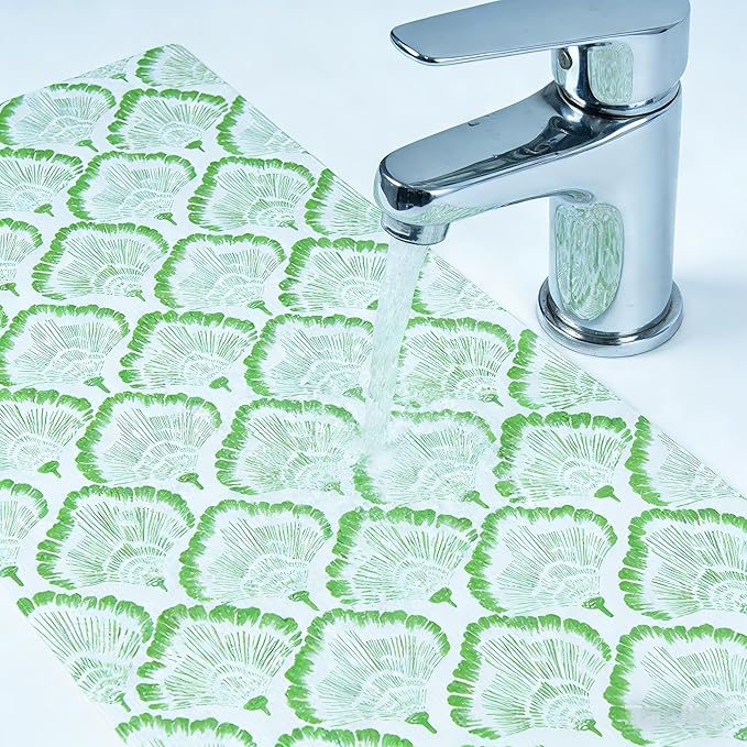 Shelf and Drawer Liner, 12in x 10FT Double Layer PVC Non-Adhesive Non-Slip Waterproof, Green Leaf for Kitchen Cabinets, Pantry, Bathroom, Dresser with Knife and Tape Measure
