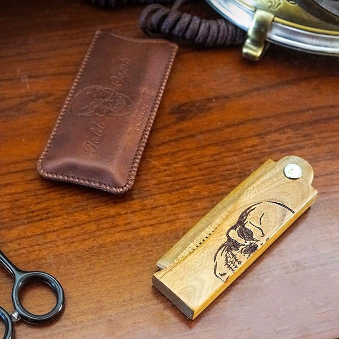 Menesia Folding Wooden Beard Comb for Men