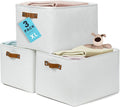 OrganiHaus Extra Large Fabric Storage Baskets for Shelves 3 Pack, 16x13in Closet Storage Bins for Shelves, Canvas Baskets for Organizing, Linen Closet Organizers, Cloth Basket, Off-White