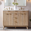 T4TREAM 48" Fluted Bathroom Vanity with Resin Sink Combo, Natural Oak