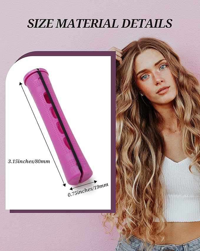60pcs Perm Rods for Women's Natural Hair, 0.75inch - Hair Roller Curler Perm Rods for Long, Medium, Small Hair - Plastic Cold Rods, Hairdressing Styling Tool