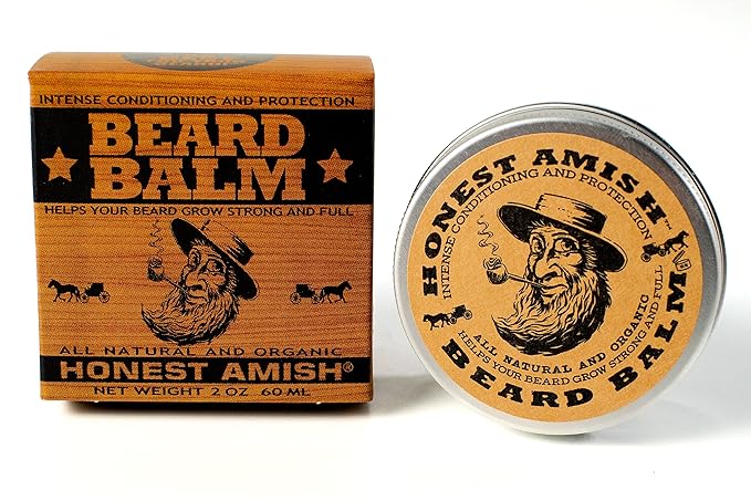 Honest Amish Beard Balm Leave-in Conditioner - Made with only Natural and Organic Ingredients - 2 Ounce Tin